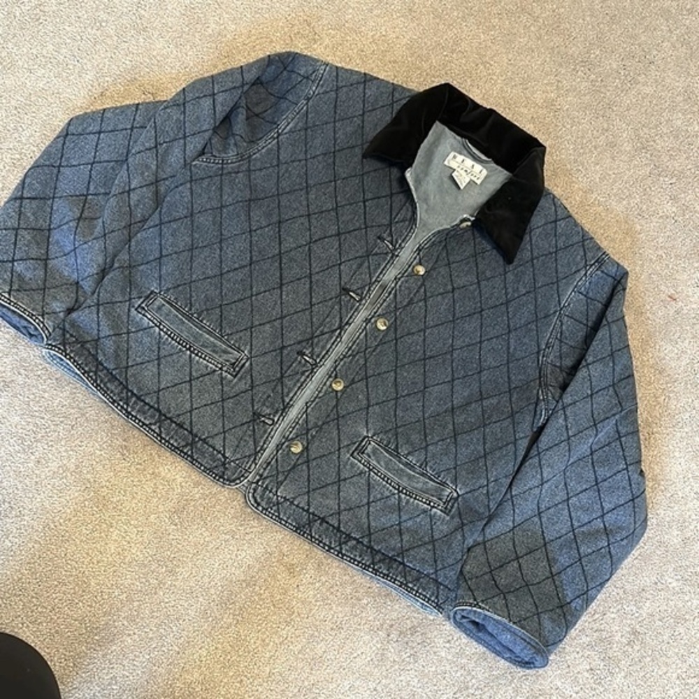 Real Comfort Quilted Denim Jacket Women’s L Oversized Boxy